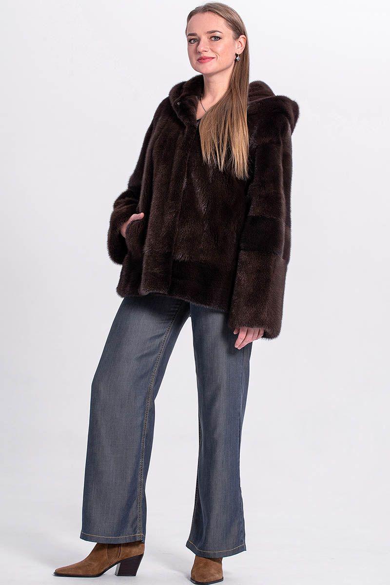 Куртка с капюшоном из меха норки фото