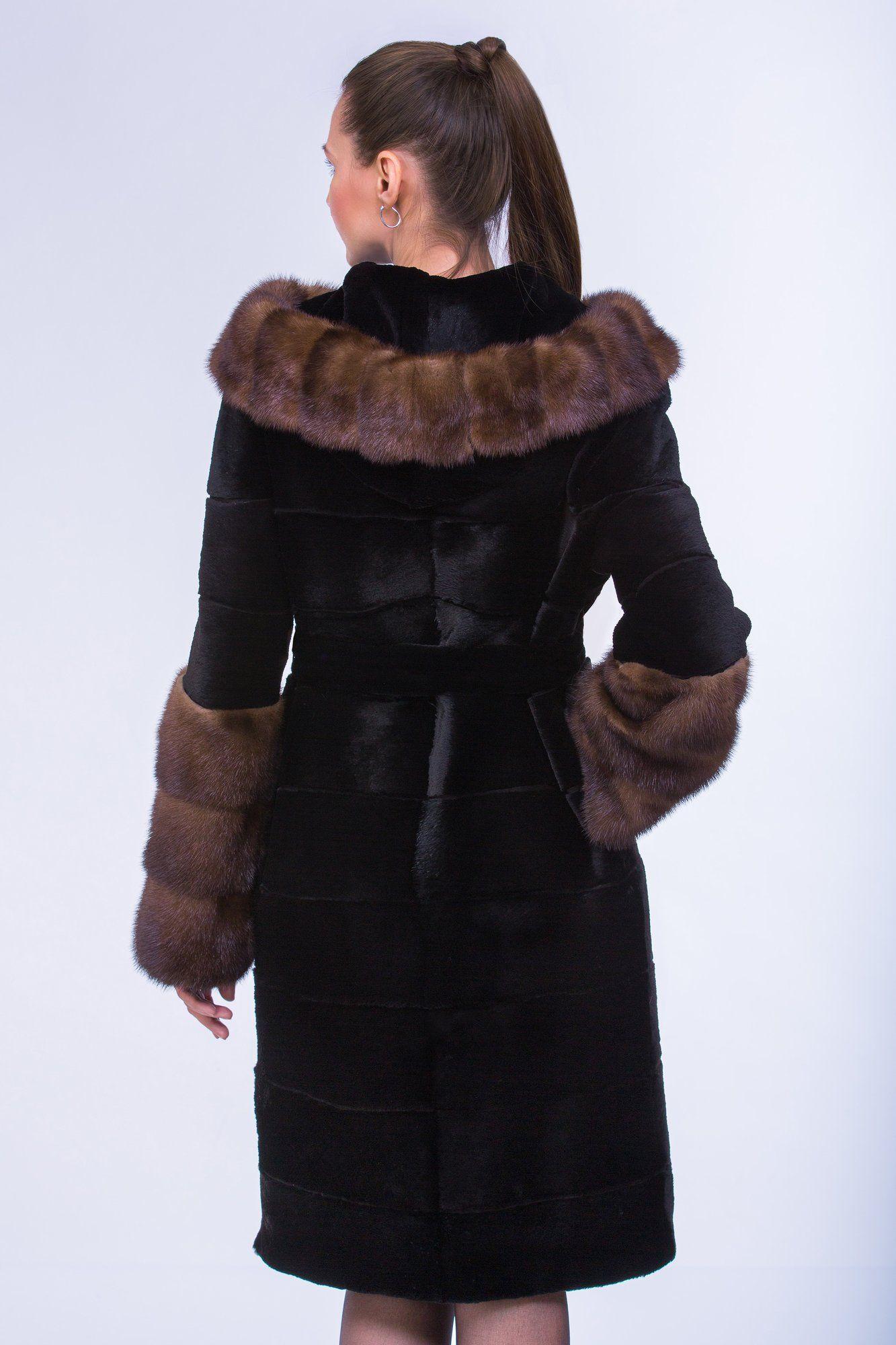 Бобровая шуба  с капюшоном фото