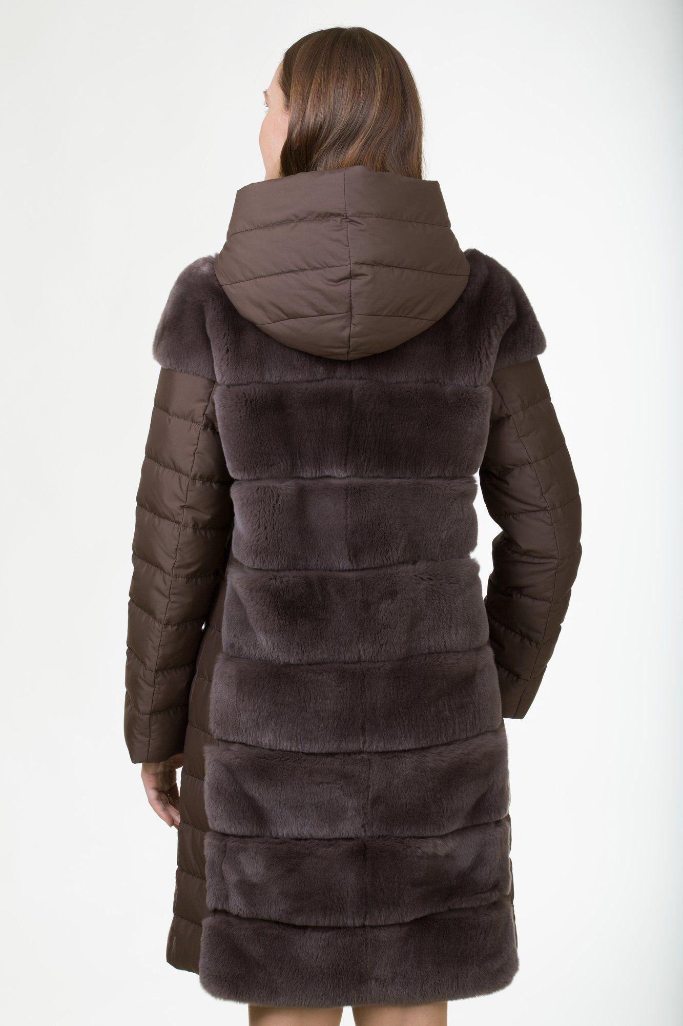 Куртка из кролика с отделкой из ткани фото