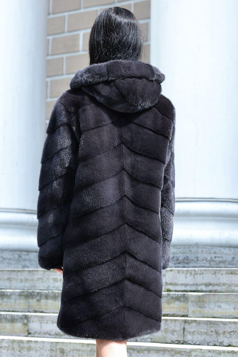 Норковая шуба с капюшоном фото