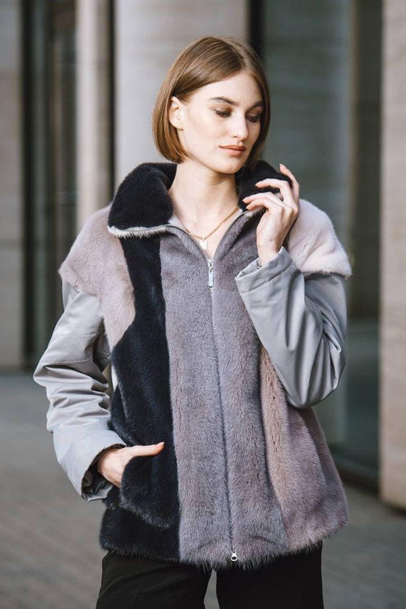Куртка с норкой из ткани фото
