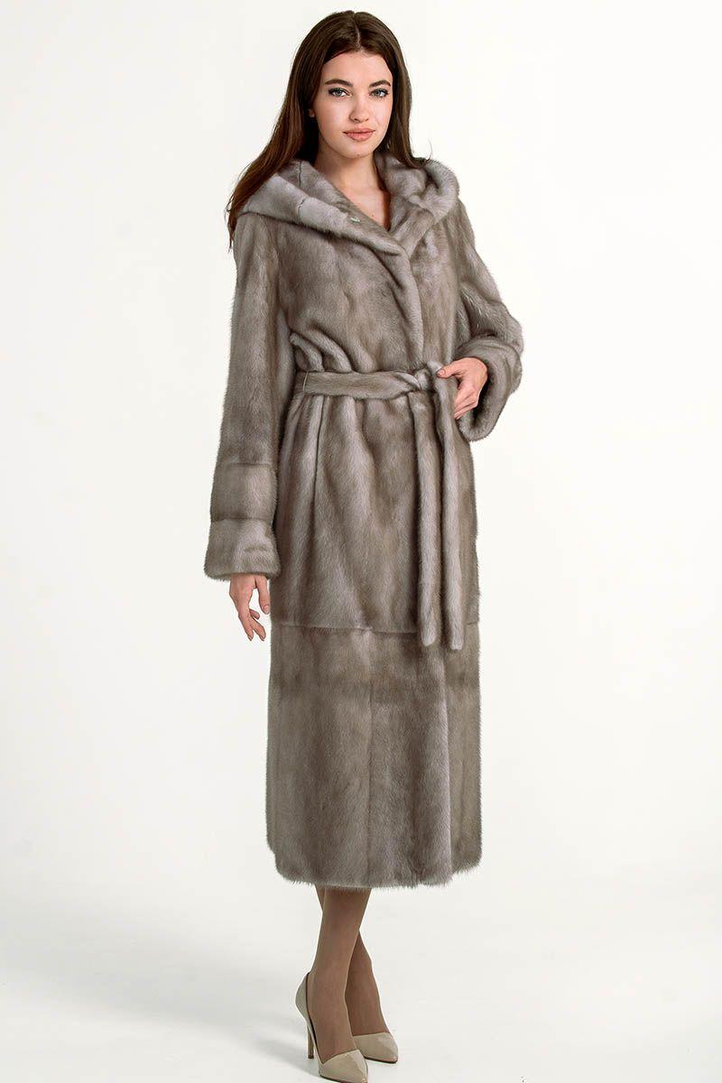 Норковая шуба с капюшоном фото