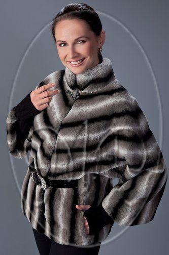 Куртка из шиншиллового кролика с поясом из искусст фото