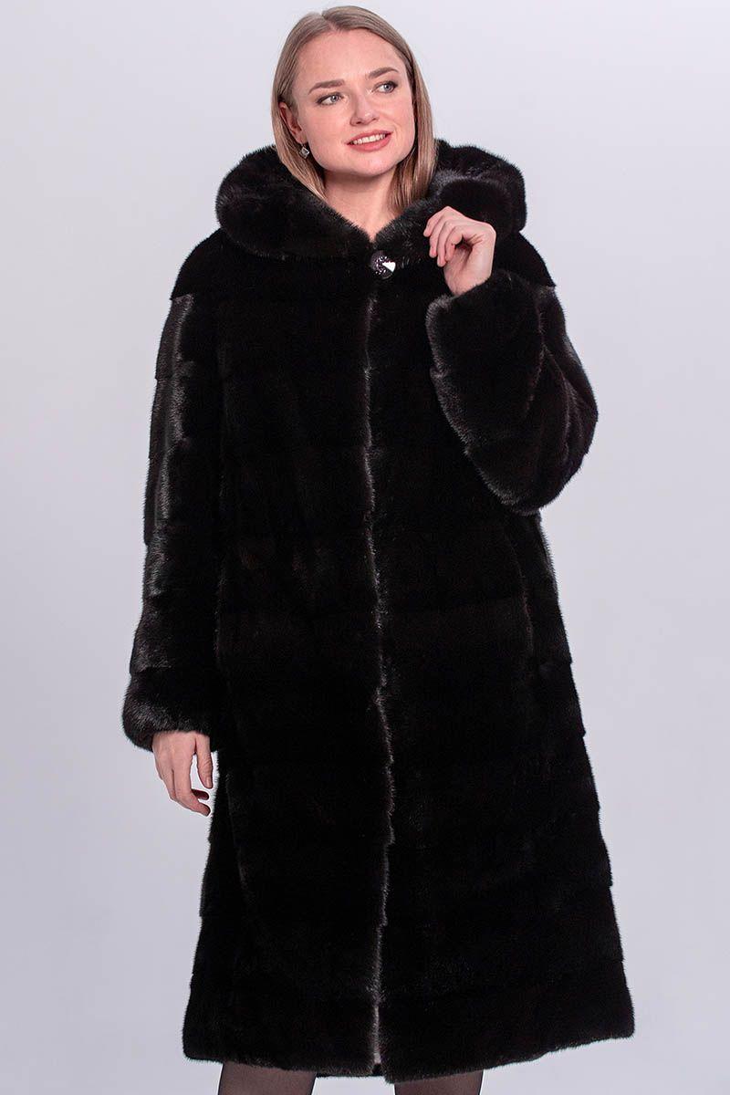 Норковая шуба с капюшоном фото