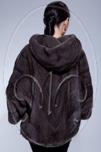 Шуба из норки с капюшоном фото