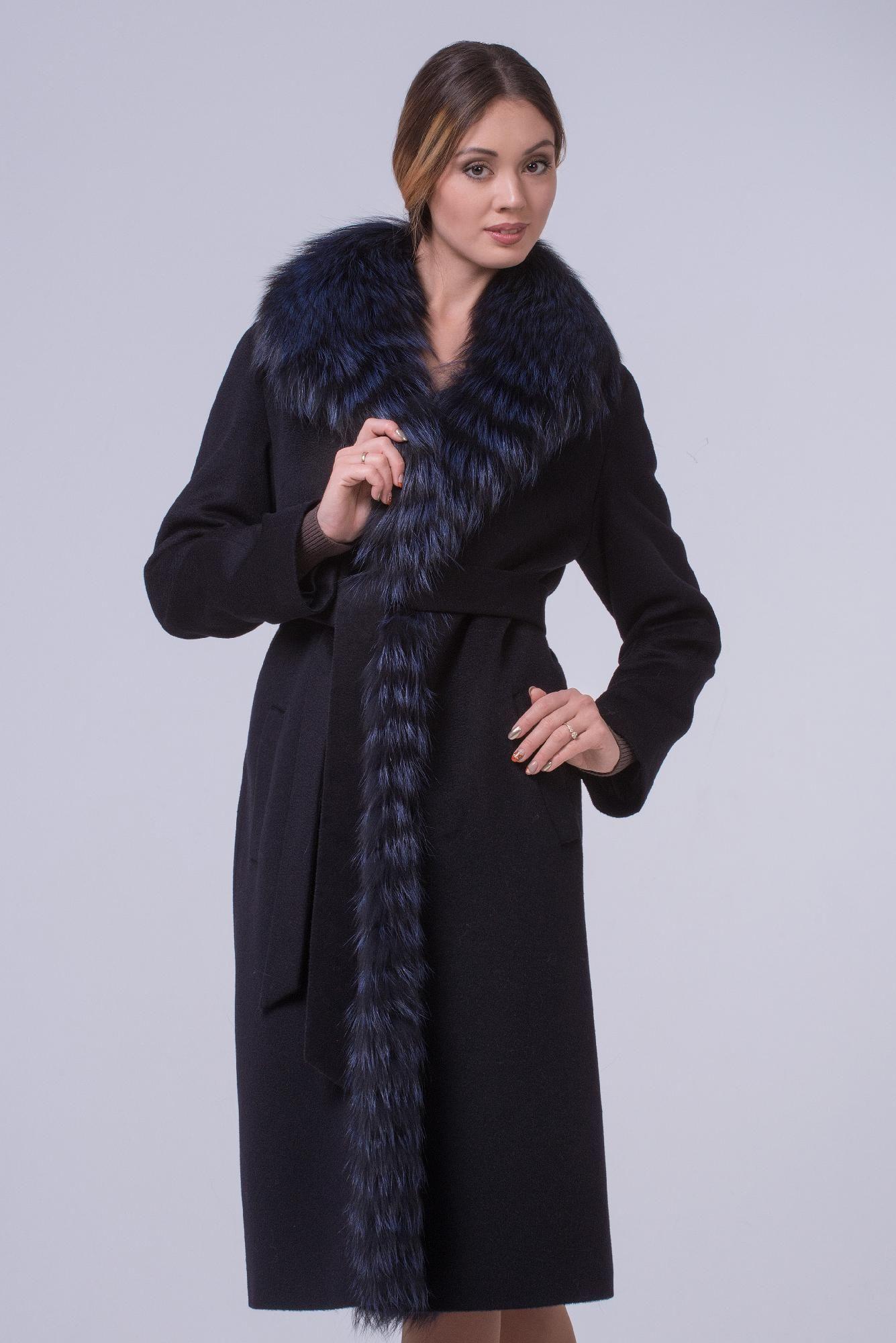 Пальто из кашемира с отделкой из лисы фото