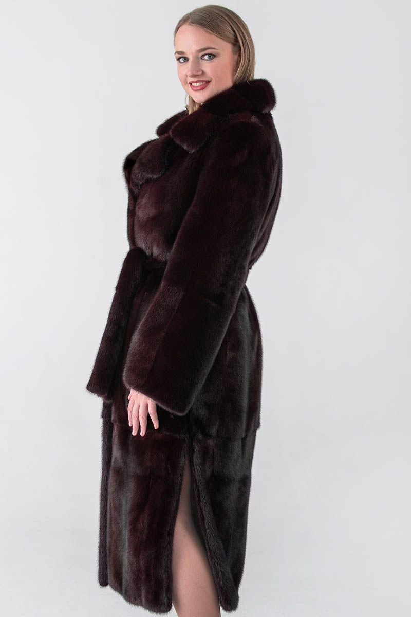 Норковая шуба с английским воротником фото
