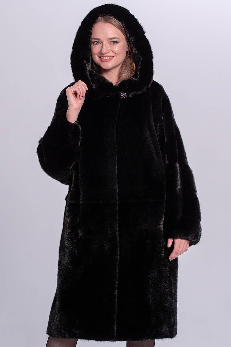 Норковая шуба с капюшоном фото