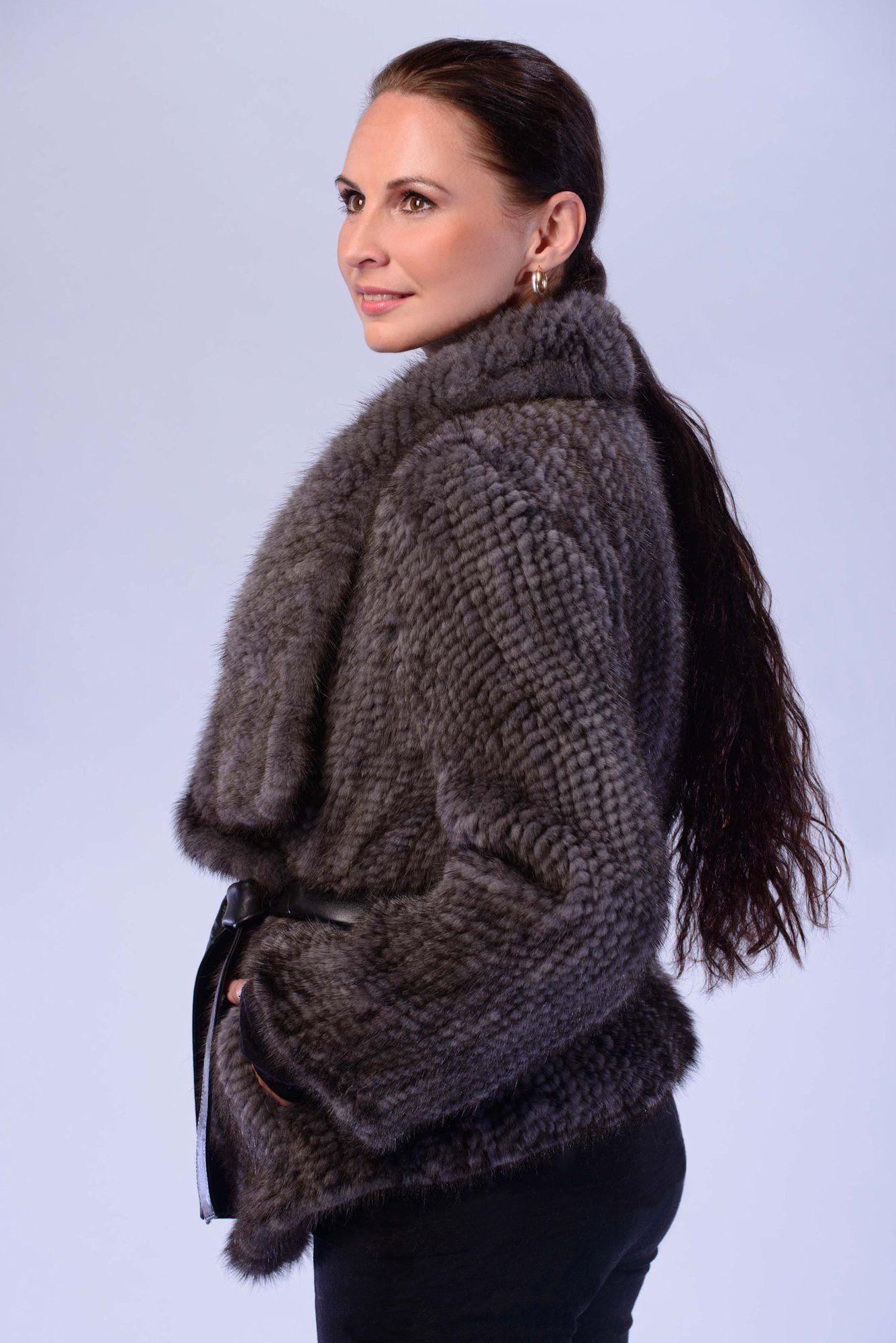 Жакет вязаный из меха норки фото