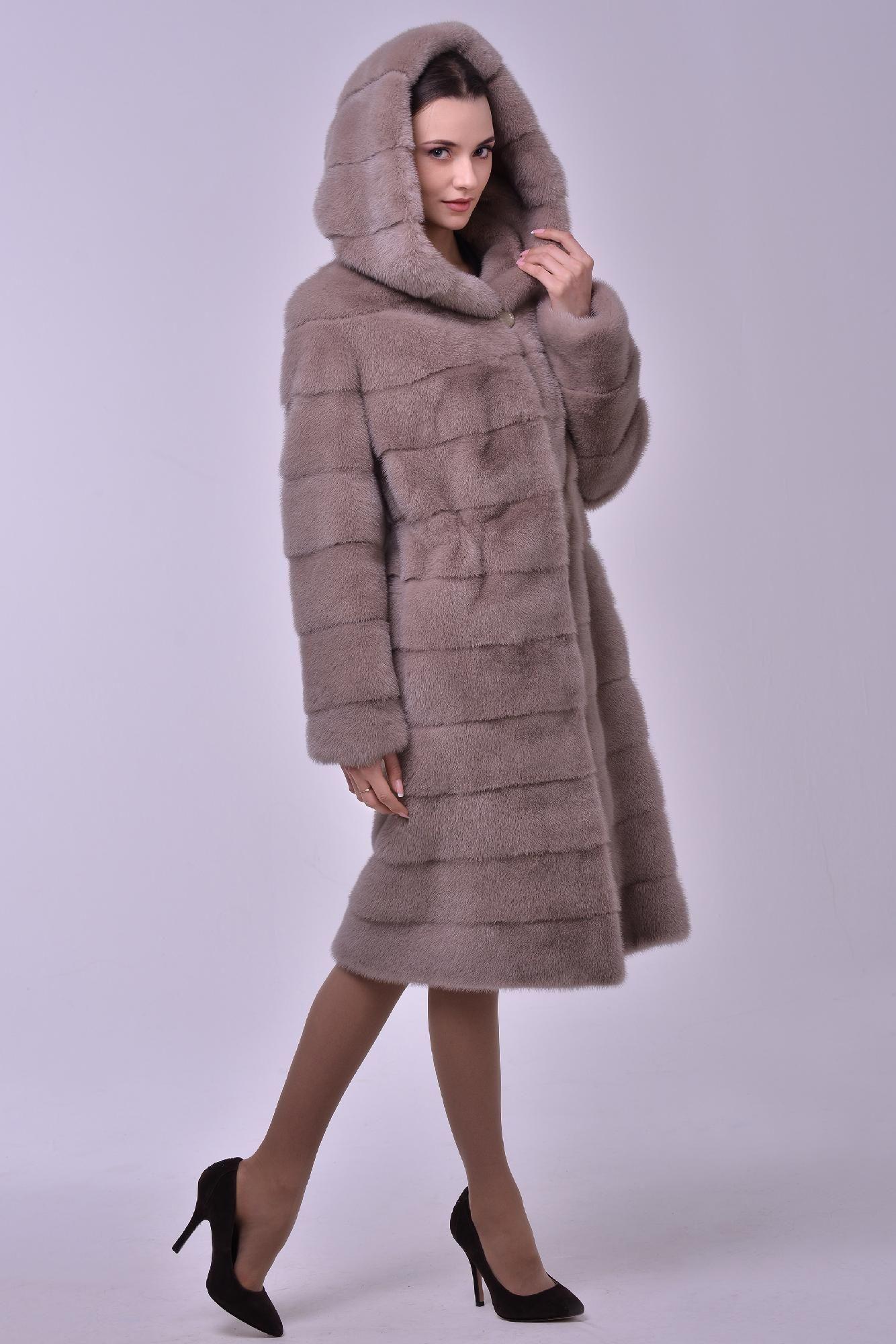 Норковая шуба с капюшоном фото