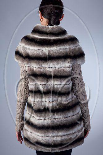 Жилет  из шиншиллового кролика с поясом из искусст фото