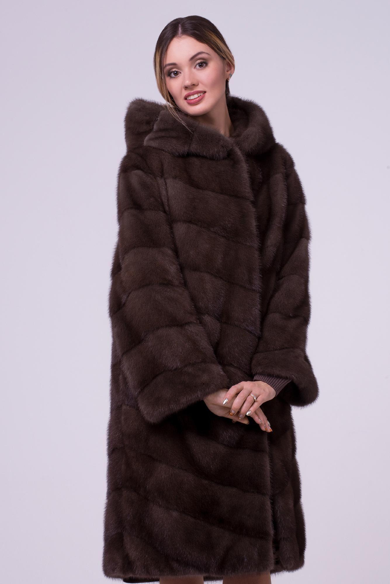 Норковая шуба с капюшоном фото