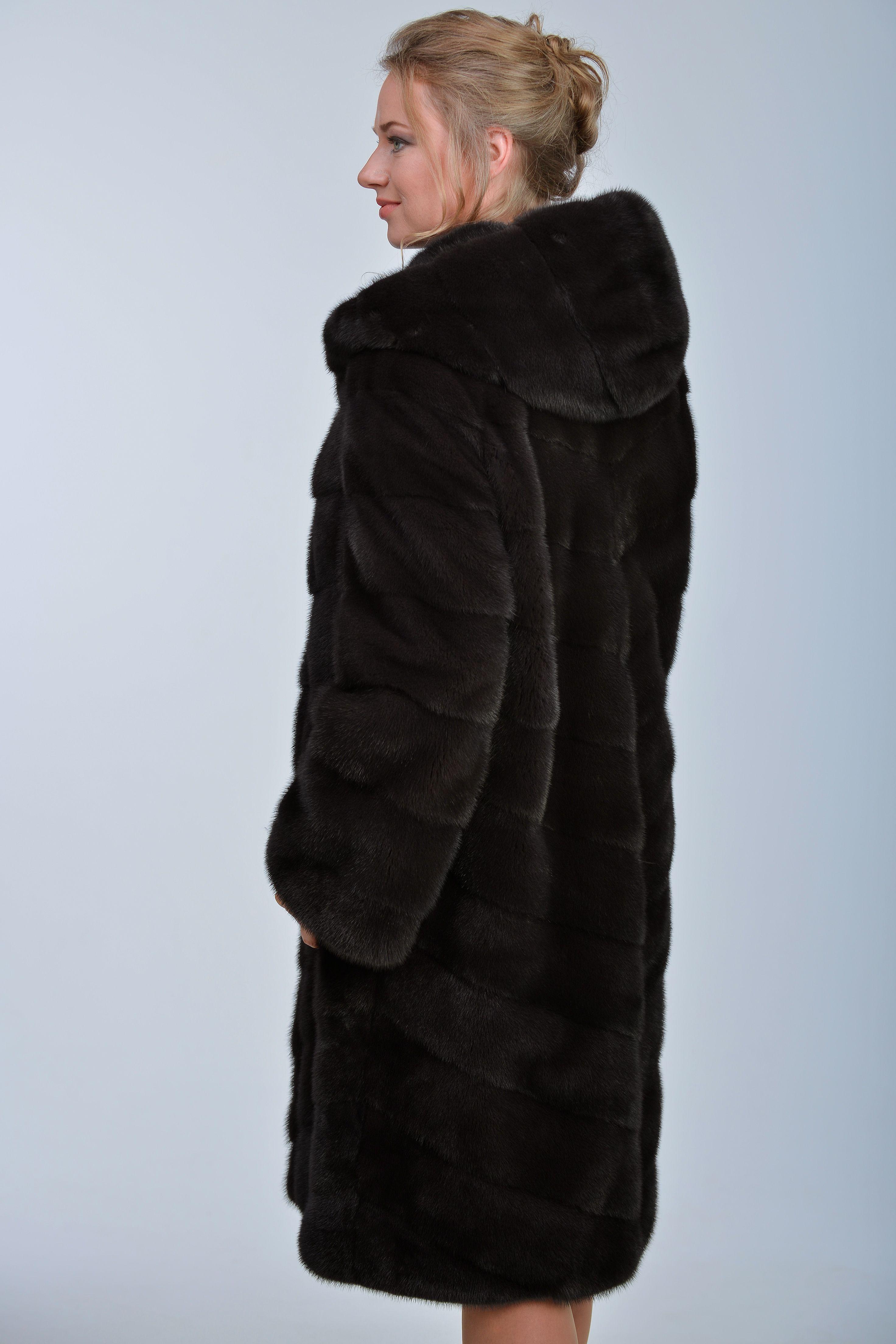 Норковая шуба с капюшоном фото