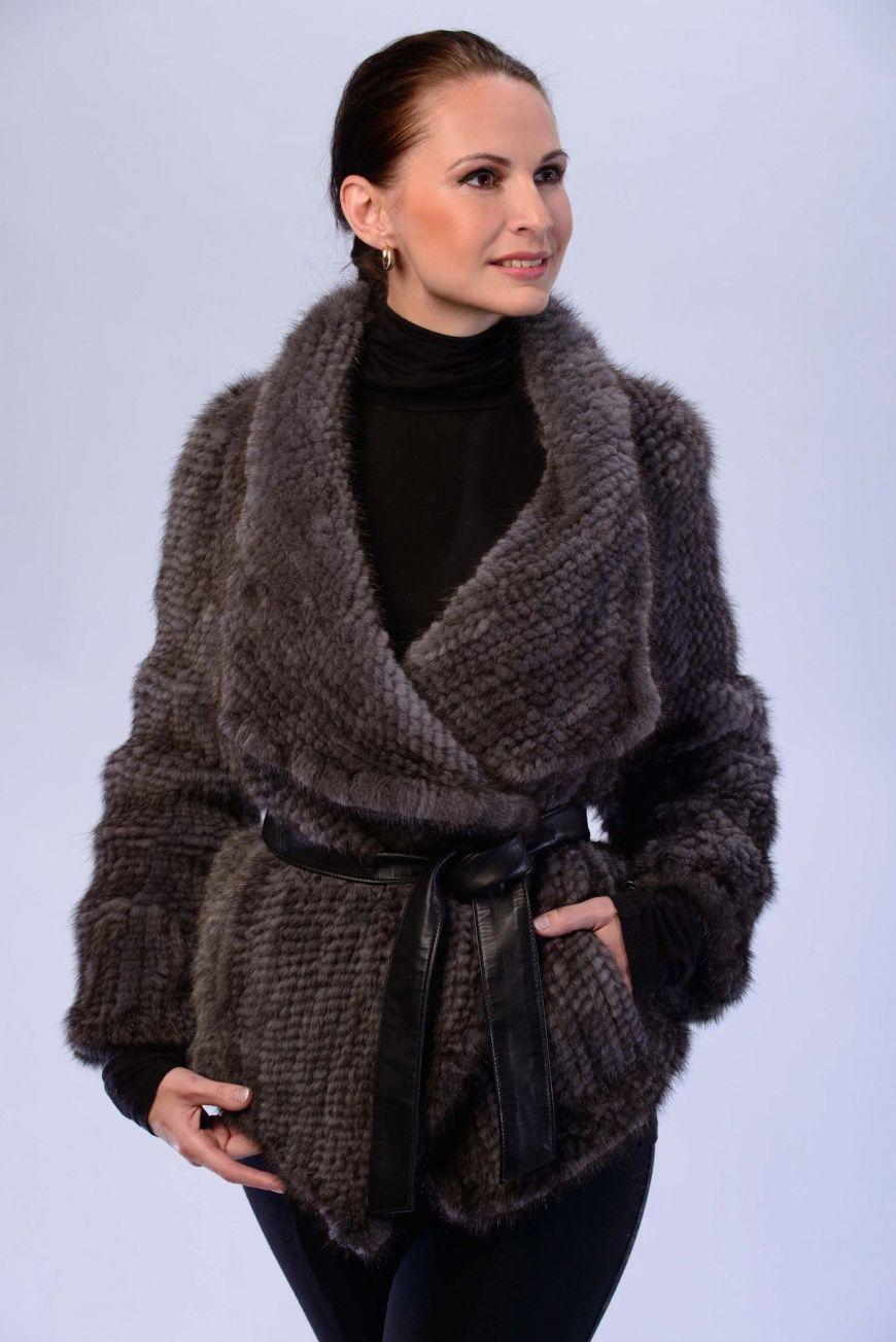 Жакет вязаный из меха норки фото