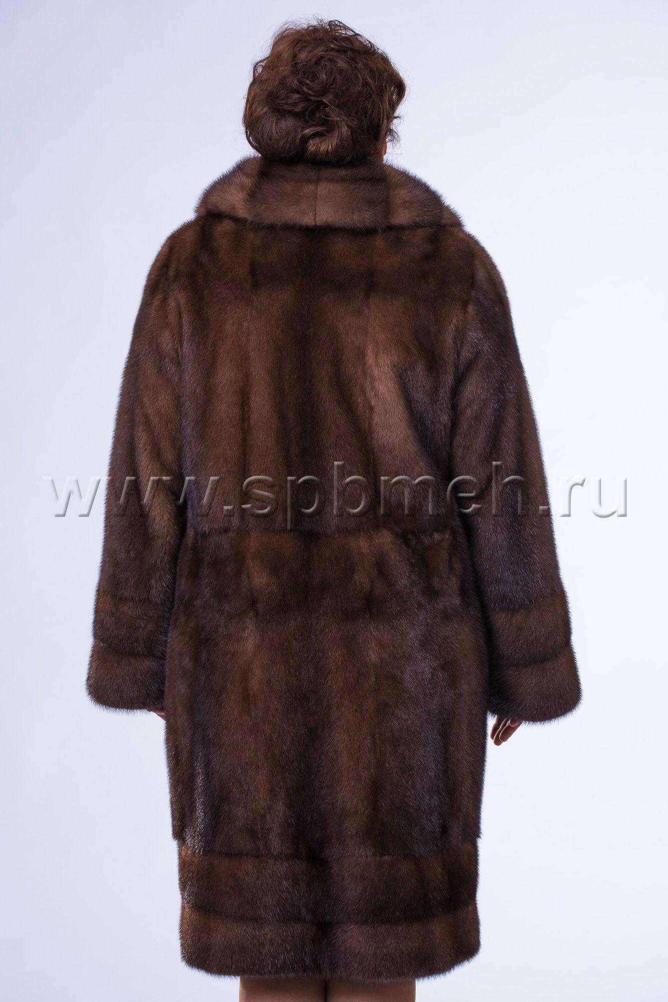 Норковая шуба  с капюшоном фото