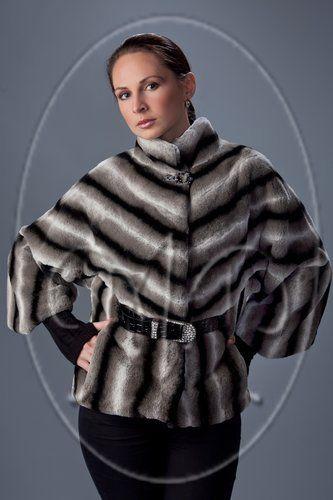 Куртка из шиншиллового кролика с поясом из искусст фото