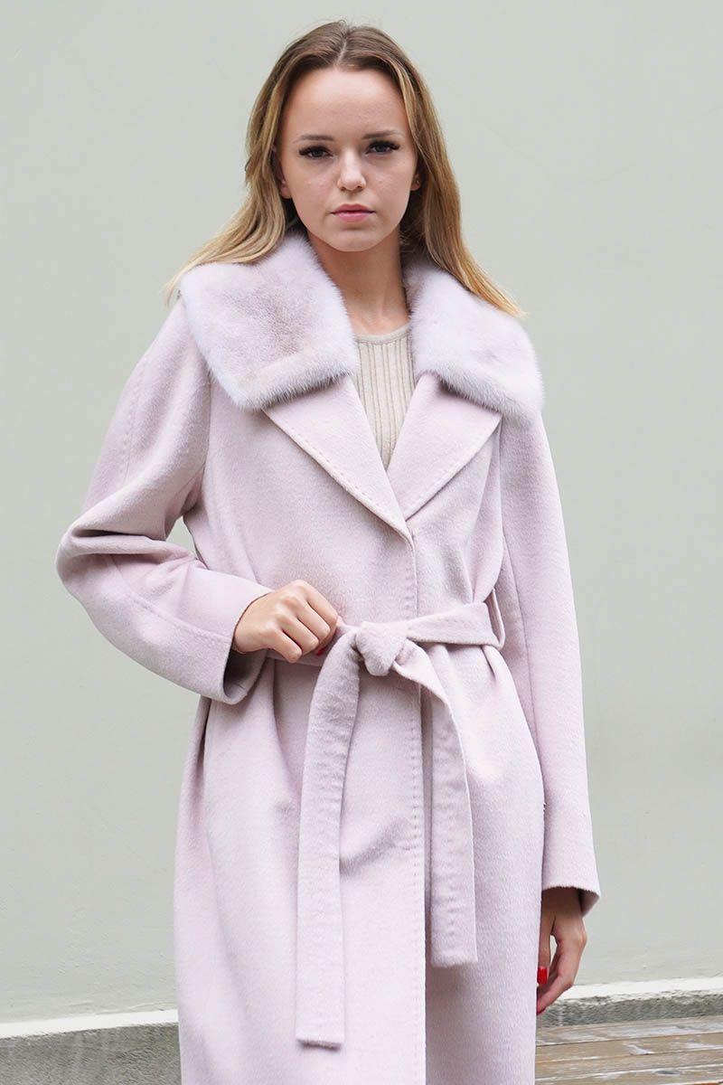 Пальто с воротником из меха норки фото