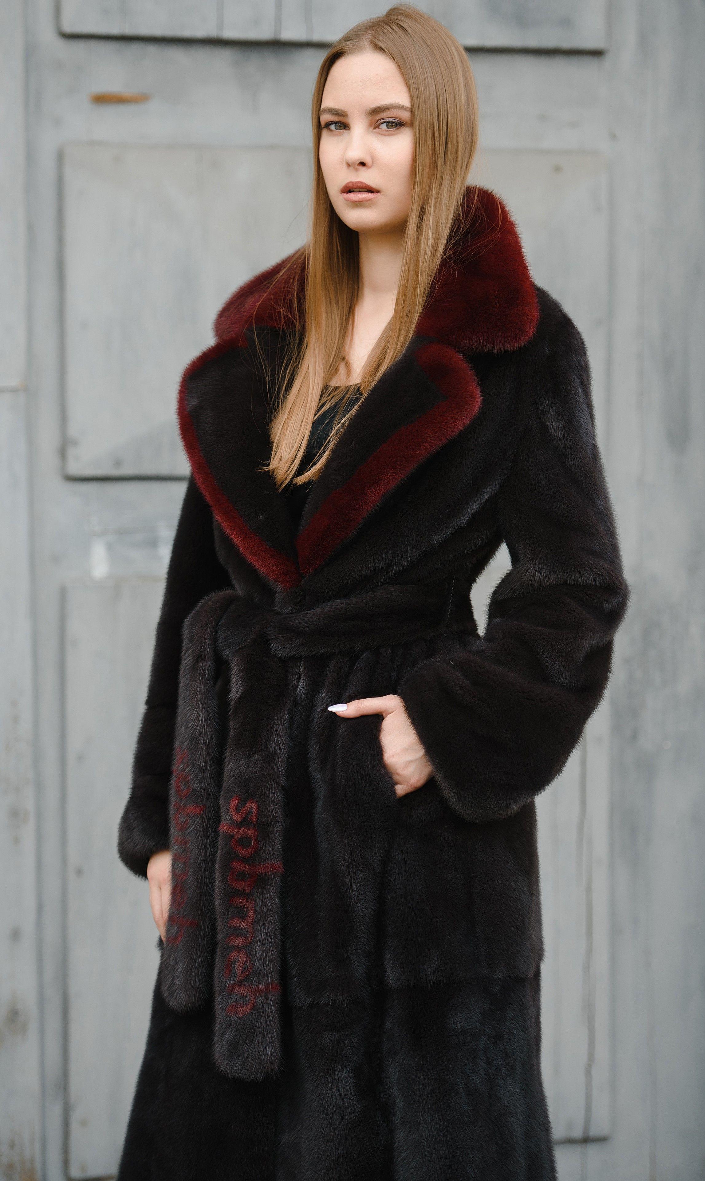 Норковая шуба с английским воротником фото