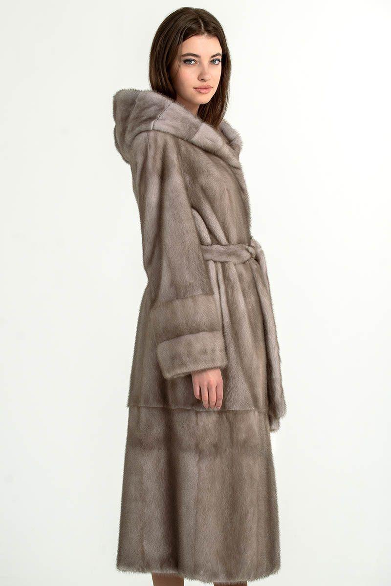 Норковая шуба с капюшоном фото