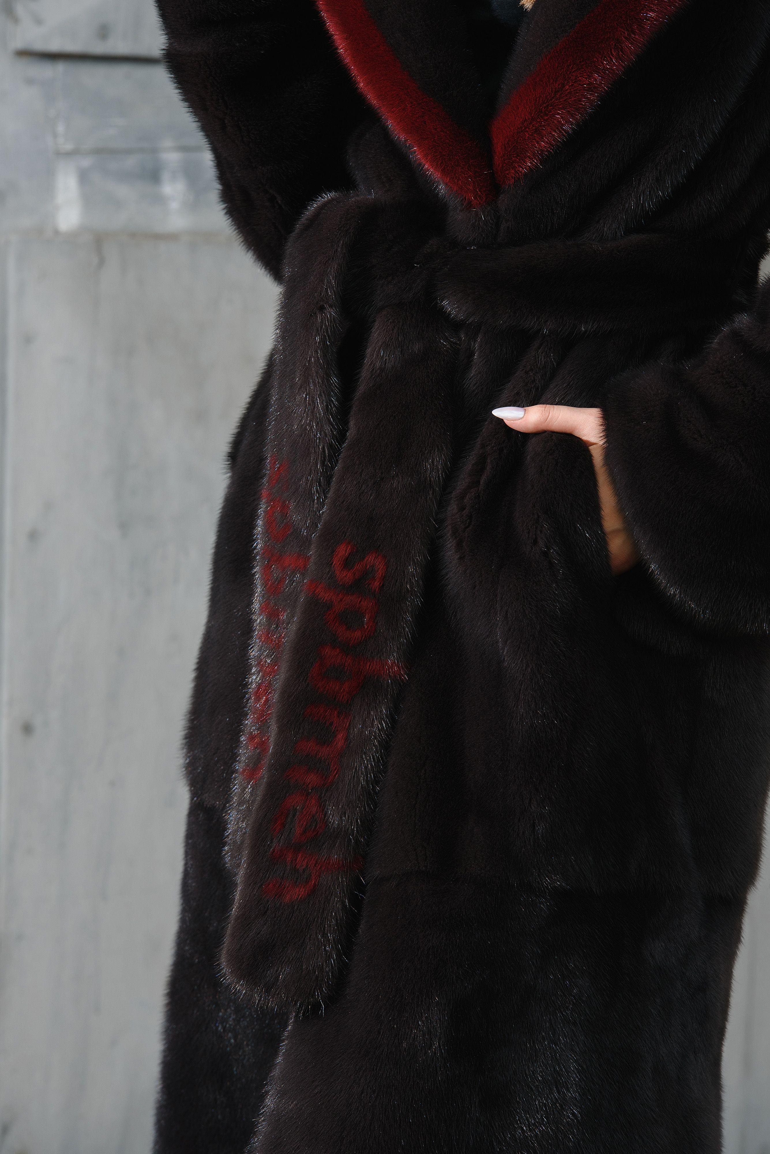 Норковая шуба с английским воротником фото