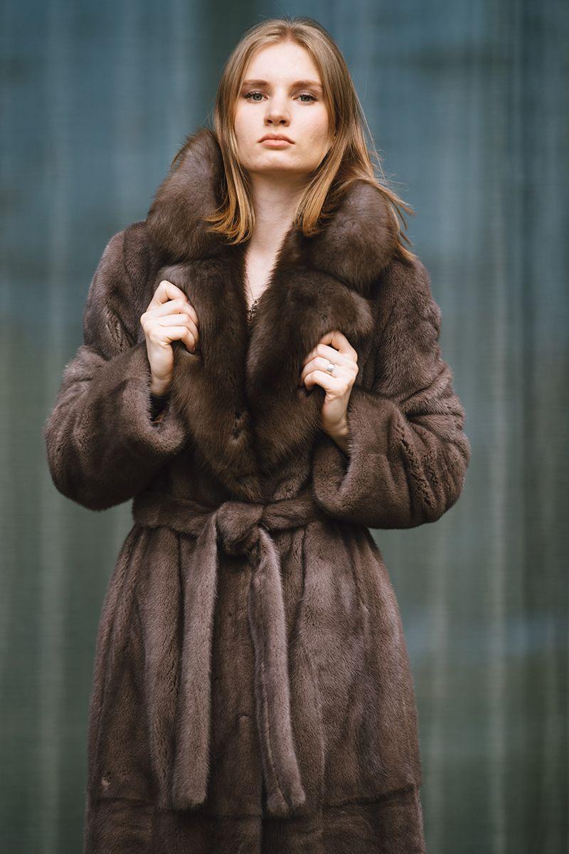 Норковая шуба с куницей фото