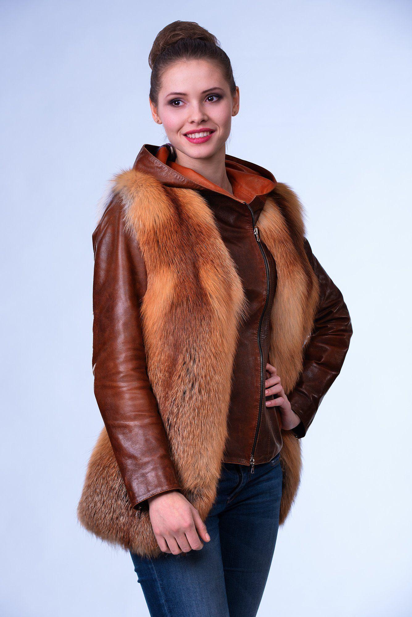 Шуба из рыжей лисы фото