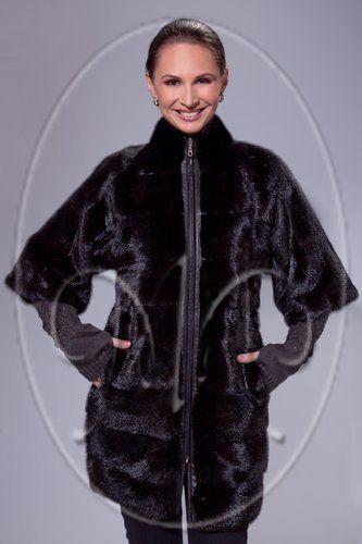 Шуба из норки с рукавом 3/4 фото