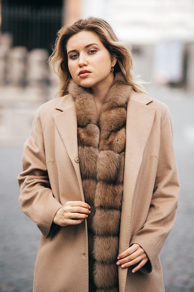 Двойка (жилет из куницы +пальто из кашемира) фото