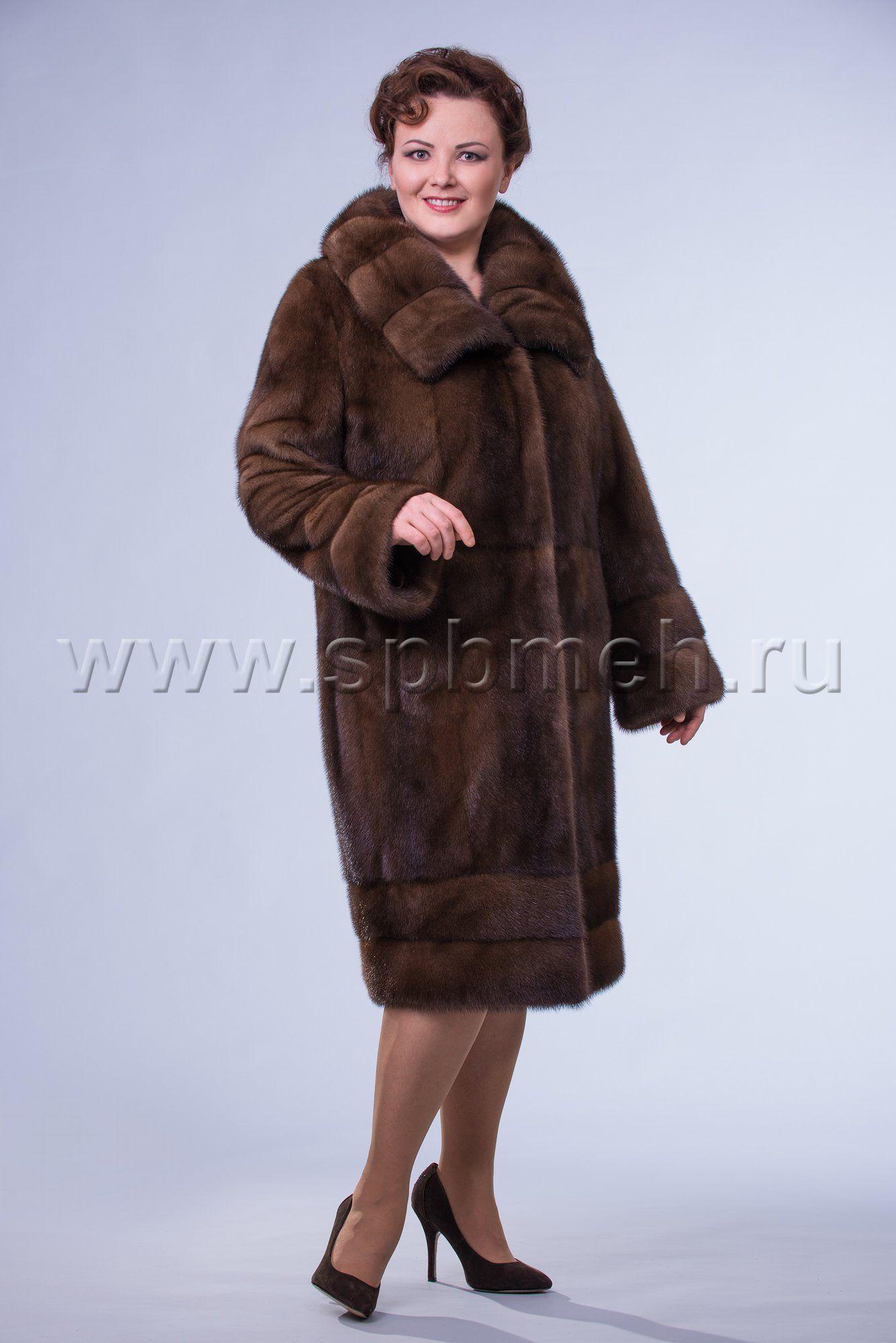 Норковая шуба  с капюшоном фото