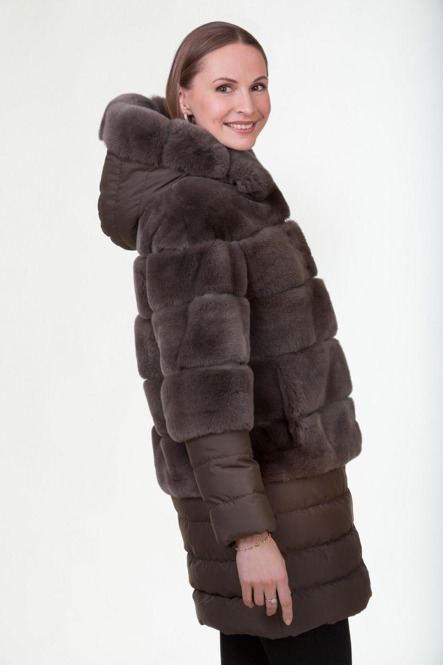 Женское пальто из меха кролика фото