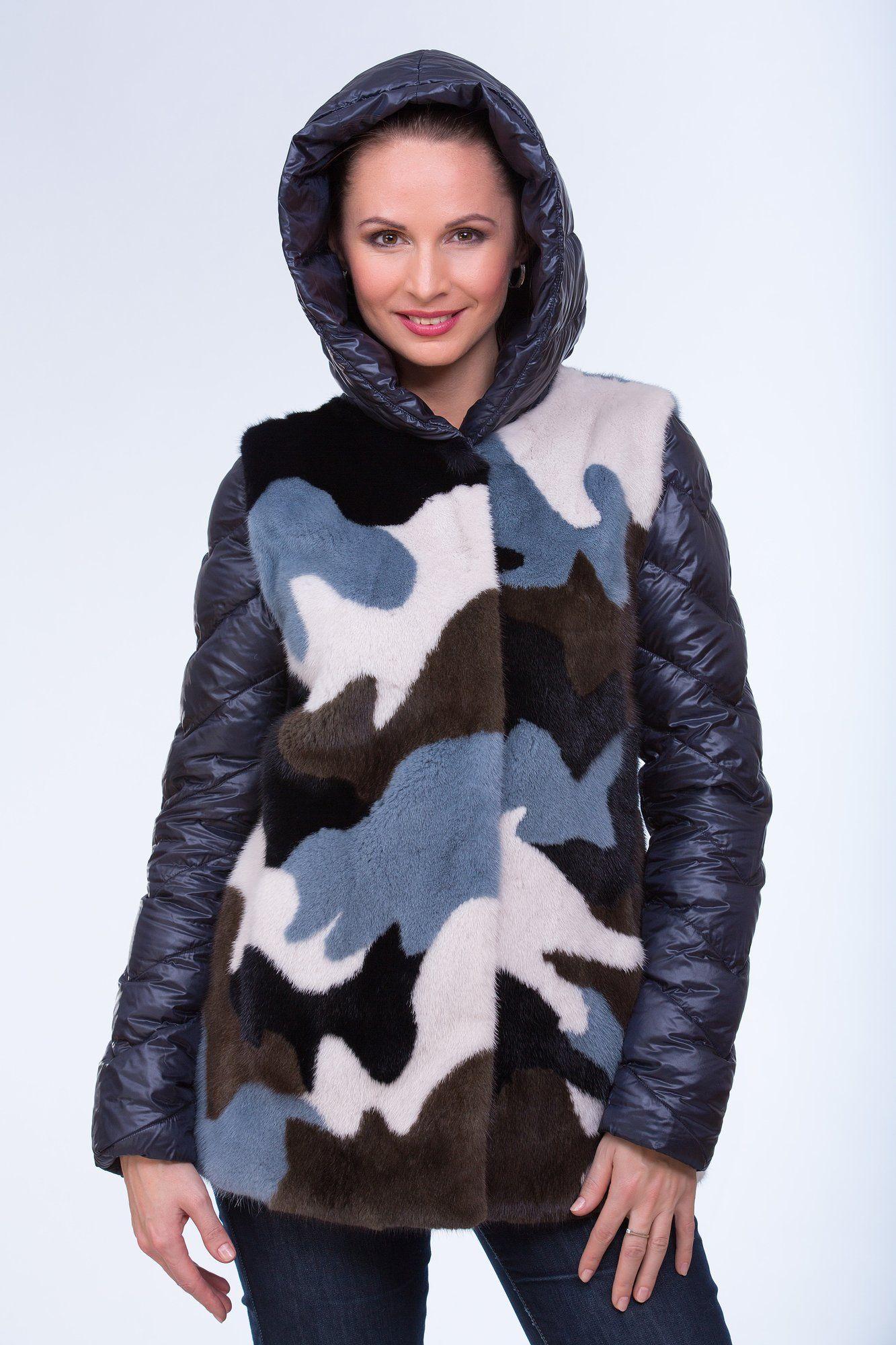 Шуба из норки комбинированная фото