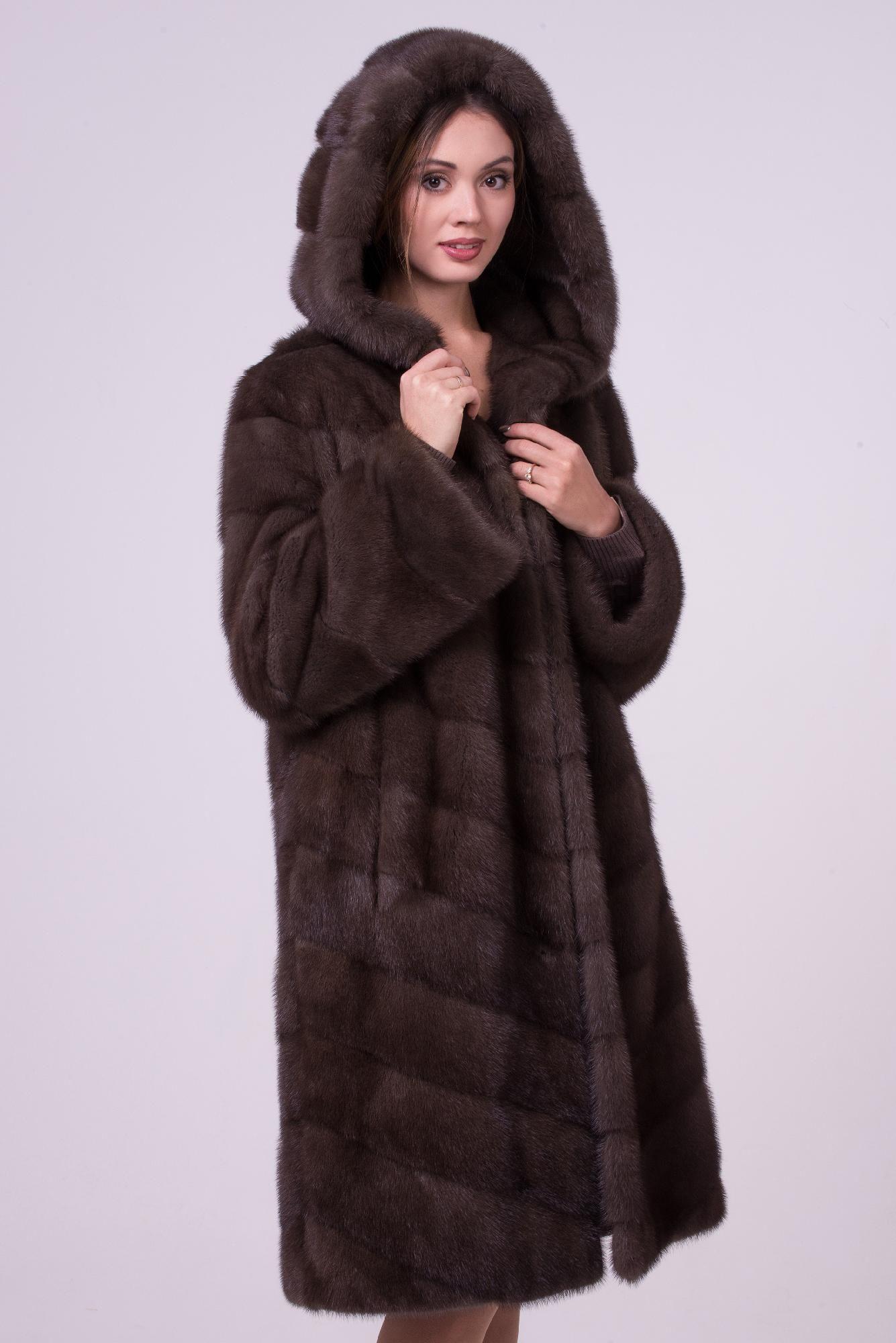 Норковая шуба с капюшоном фото