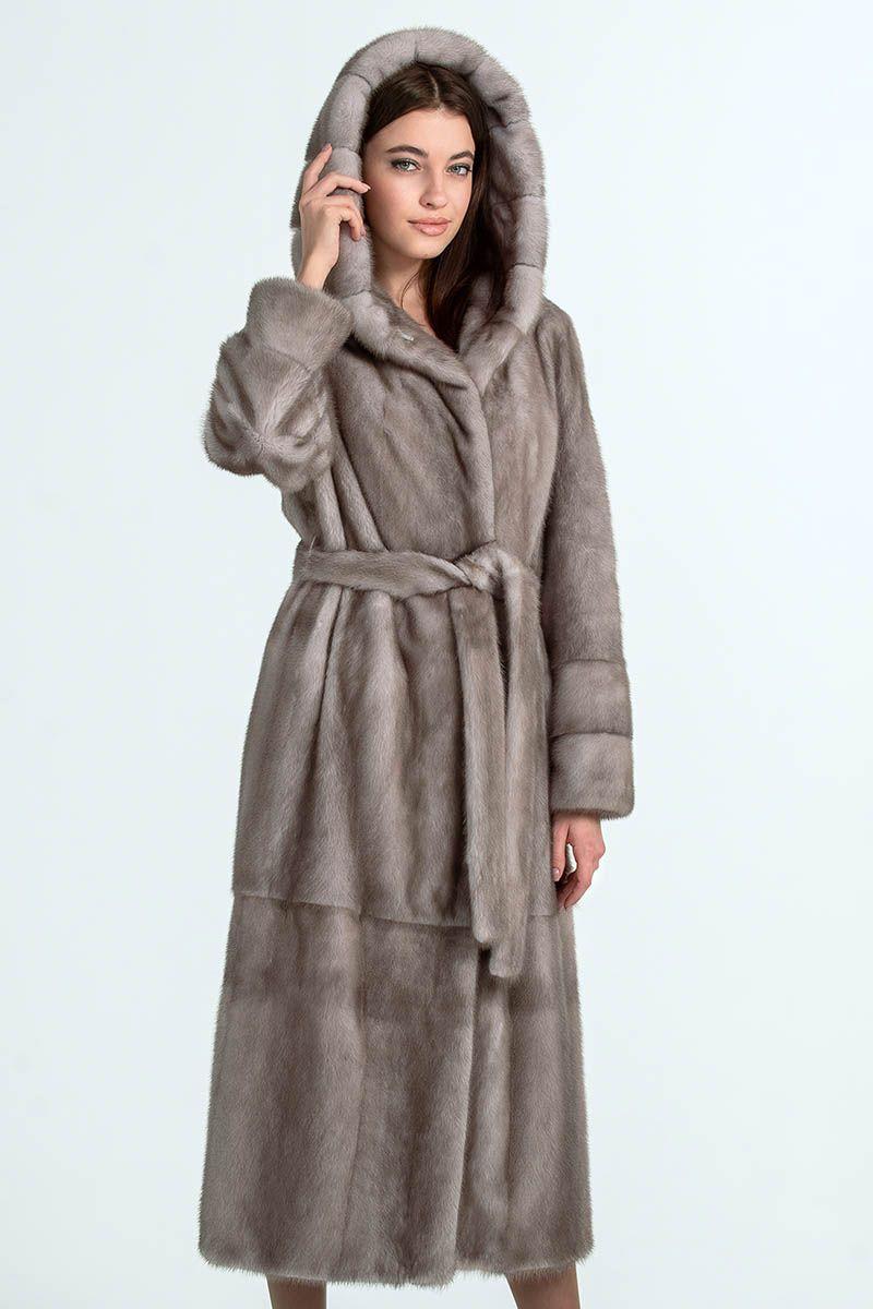 Норковая шуба с капюшоном фото