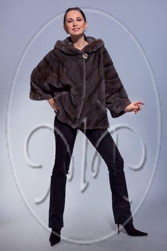 Шуба из норки с капюшоном фото