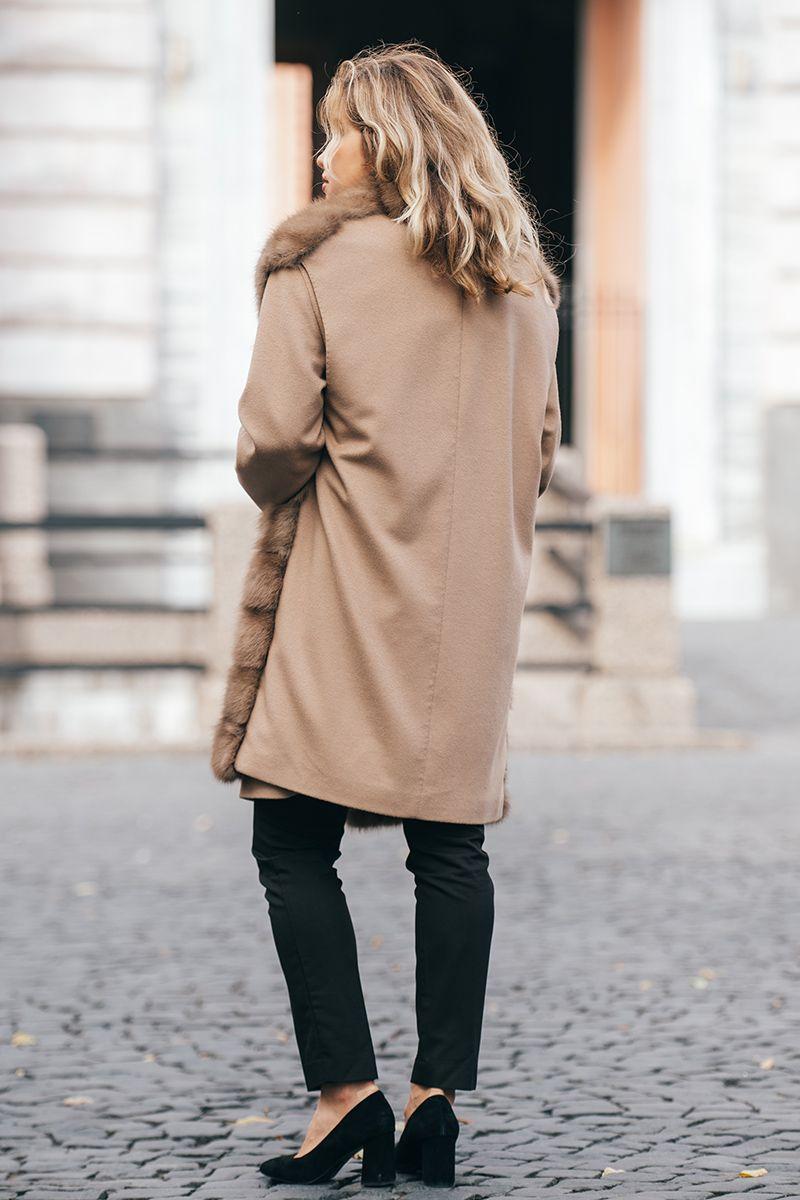 Двойка (жилет из куницы +пальто из кашемира) фото