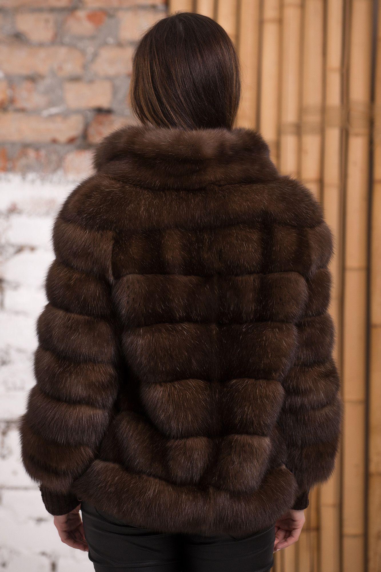 Куртка  из меха соболя с воротником стойка фото