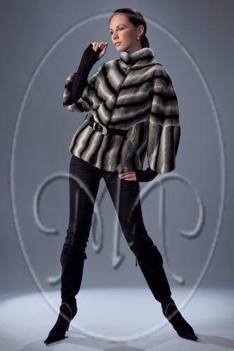 Куртка из шиншиллового кролика с поясом из искусст фото