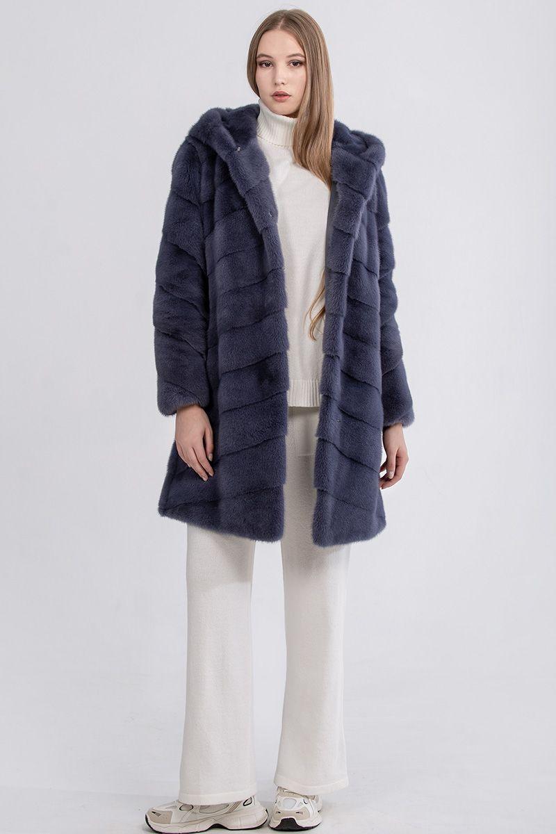 Норковая шуба с капюшоном фото