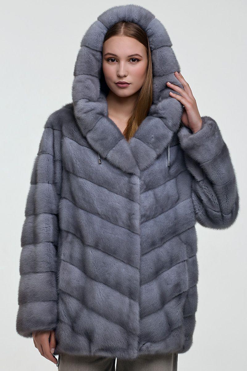 Куртка из норки с капюшоном фото