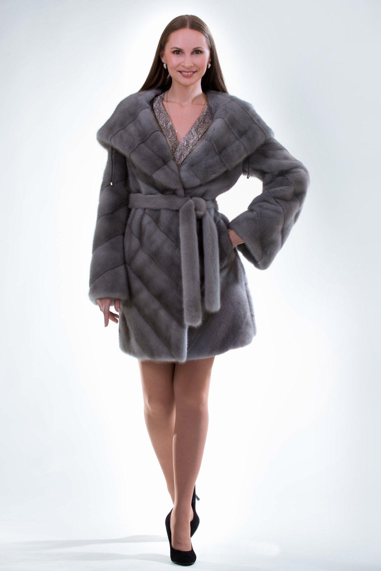 Норковая шуба с капюшоном фото