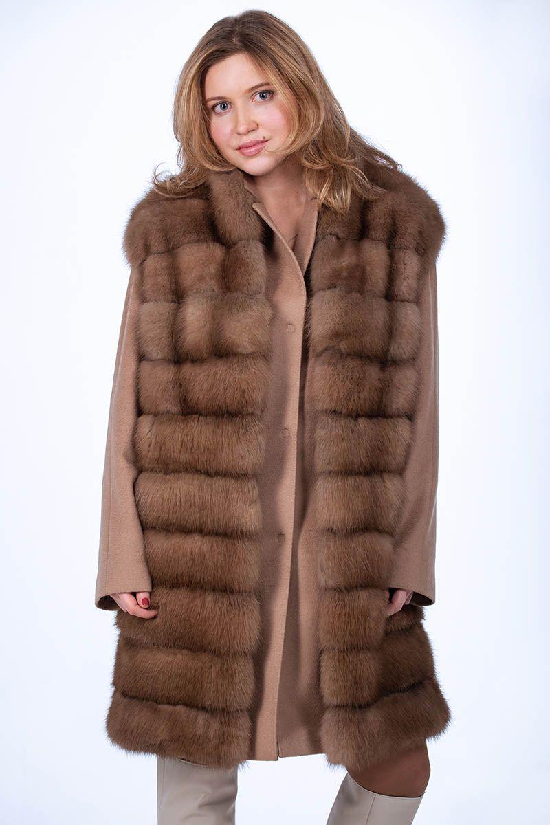 Двойка (жилет из куницы +пальто из кашемира) фото