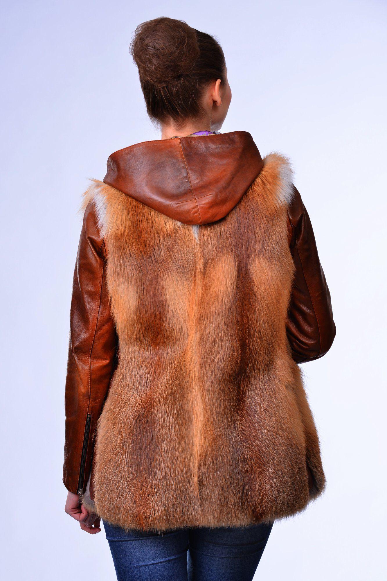 Шуба из рыжей лисы фото
