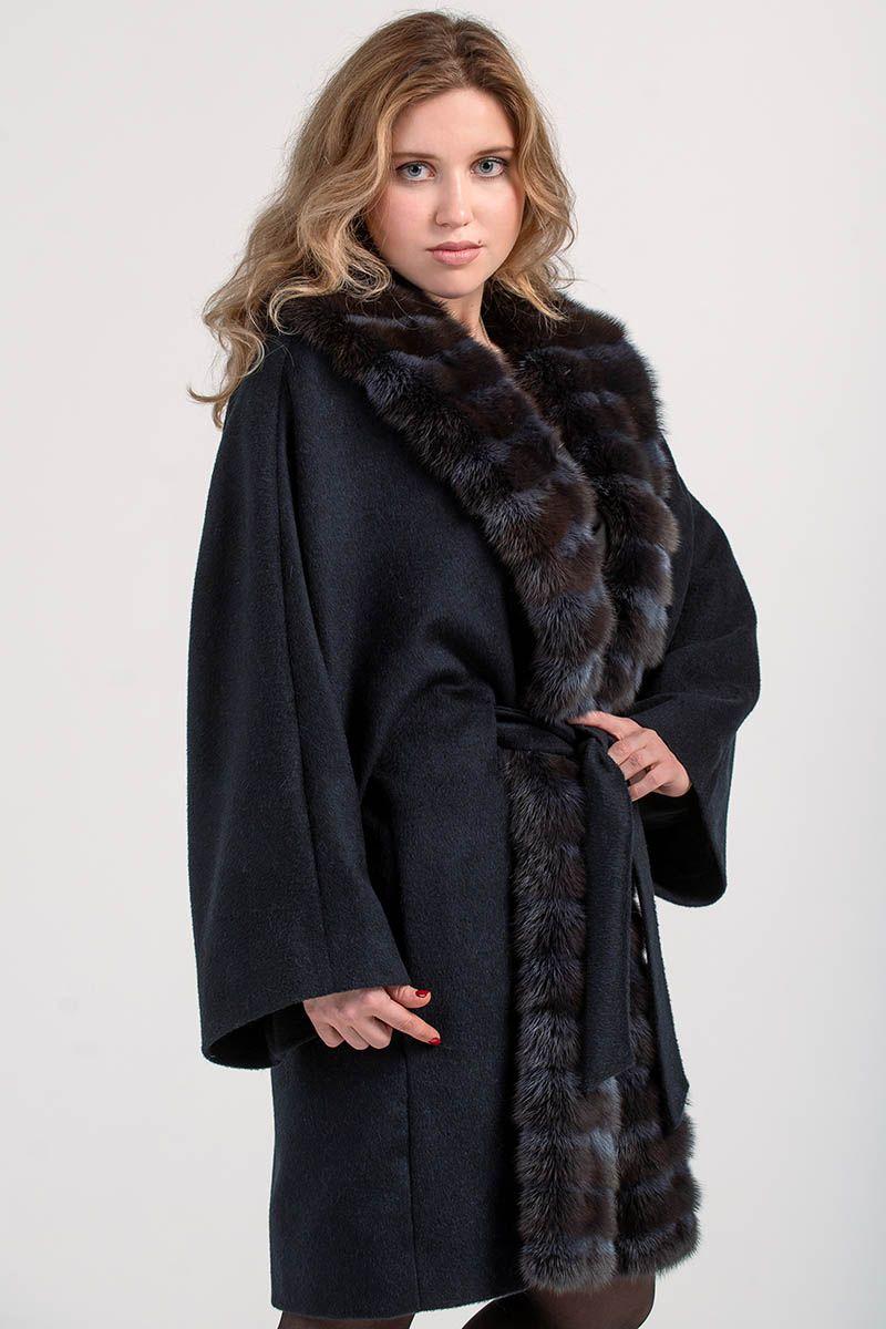 Пальто из кешемира с соболем фото