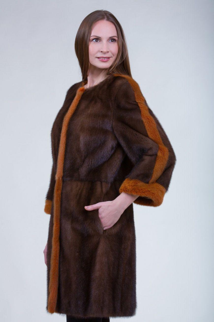 Шуба из норки без воротника фото