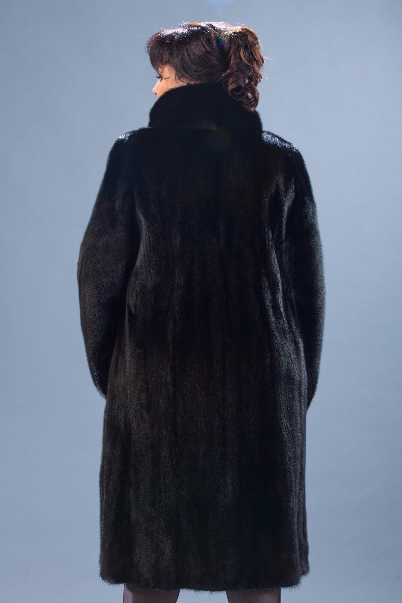 Шуба из  норки с  воротником стойка фото