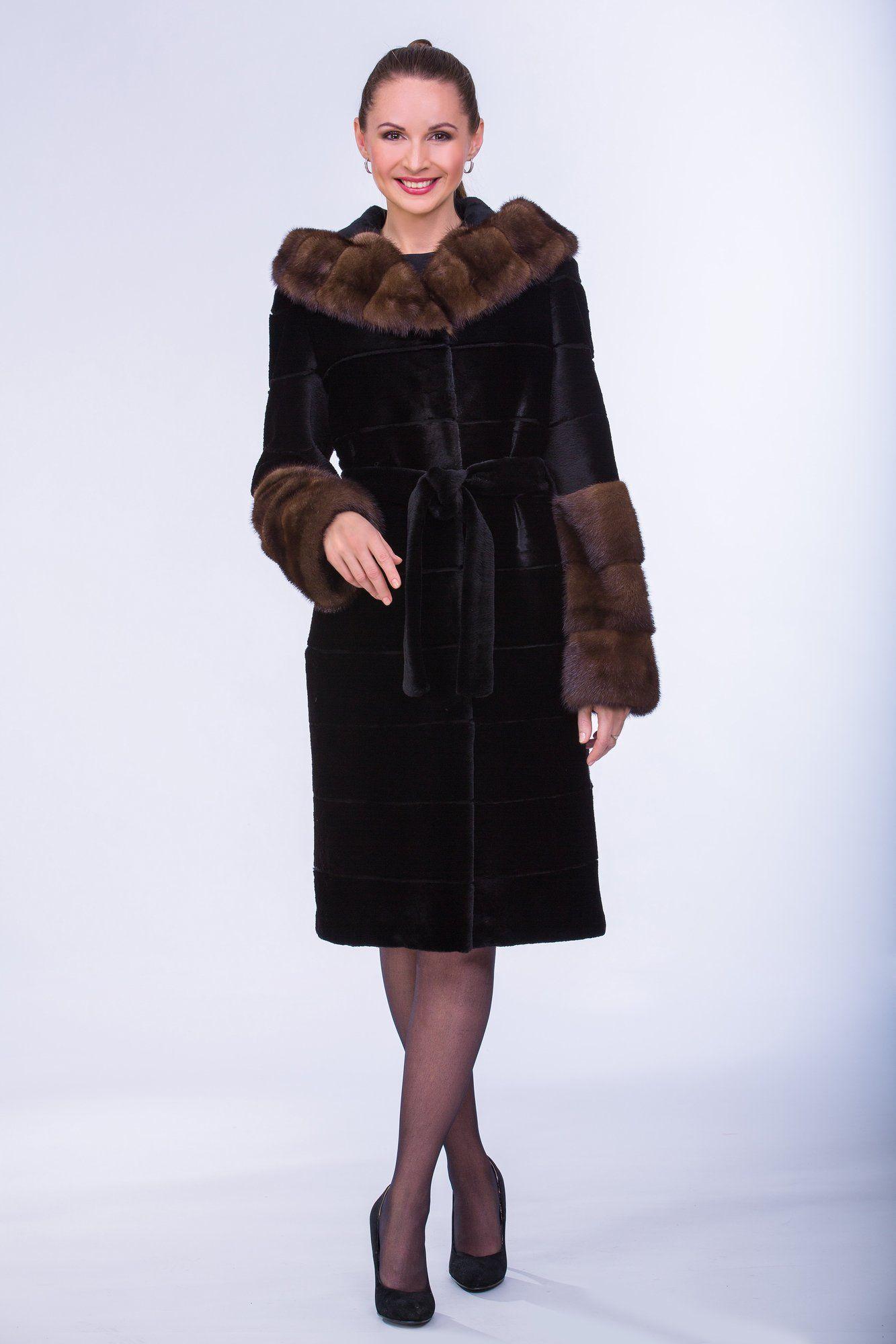 Бобровая шуба  с капюшоном фото