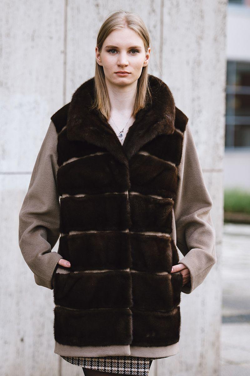 Пальто из кашемира с норкой фото