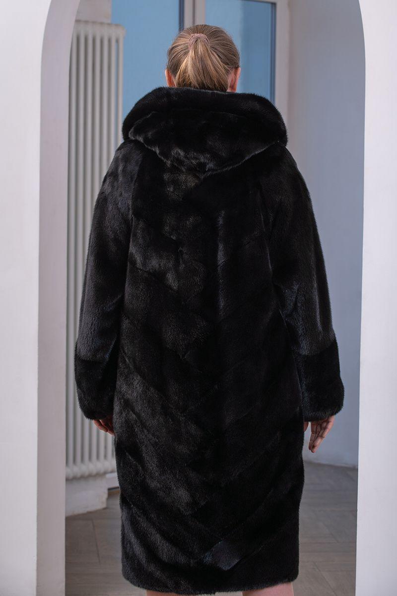 Шуба из норки с капюшоном фото