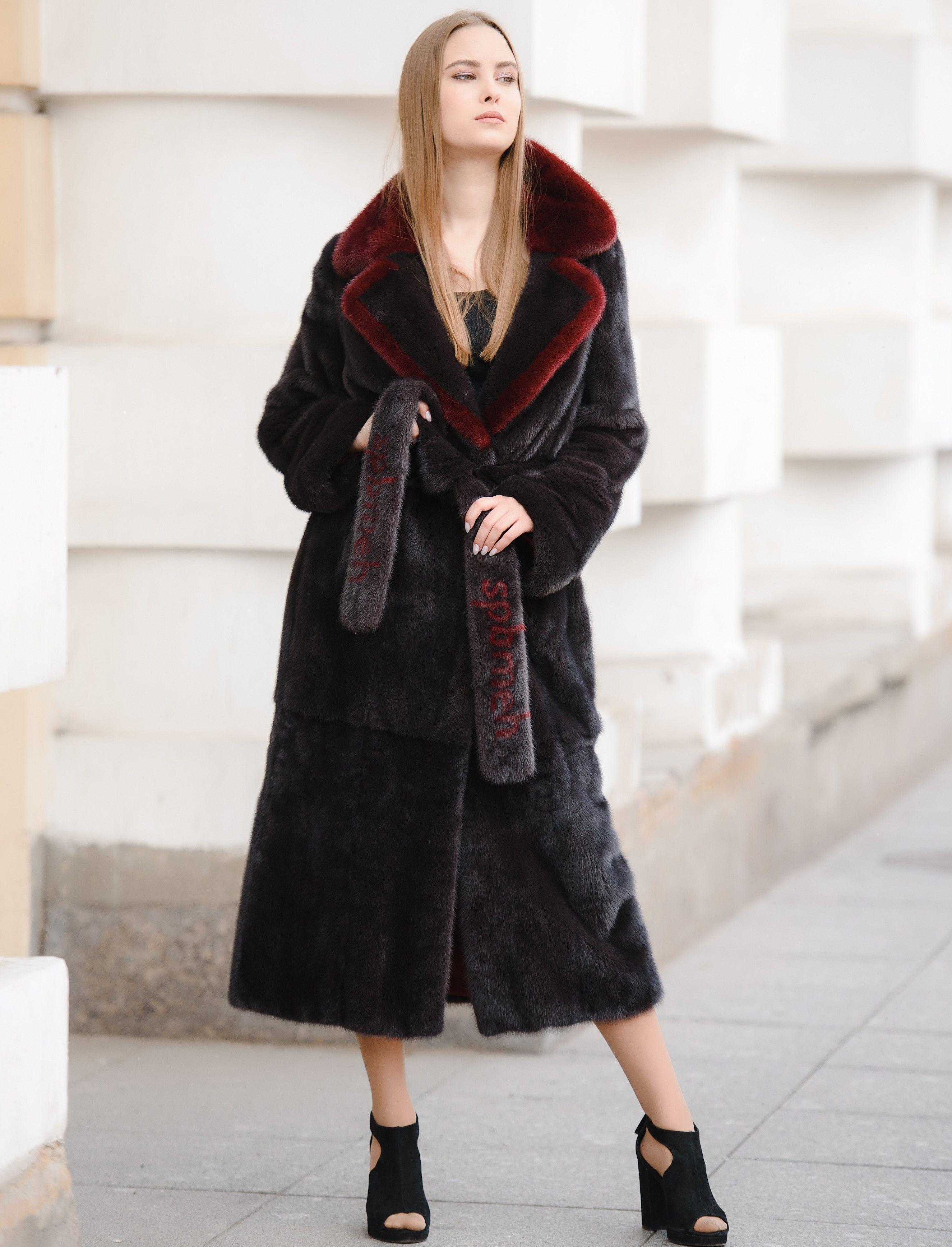 Норковая шуба с английским воротником фото