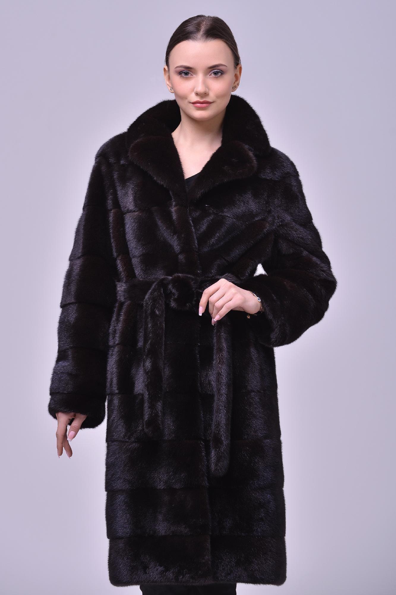 Норковая шуба с английским воротником фото